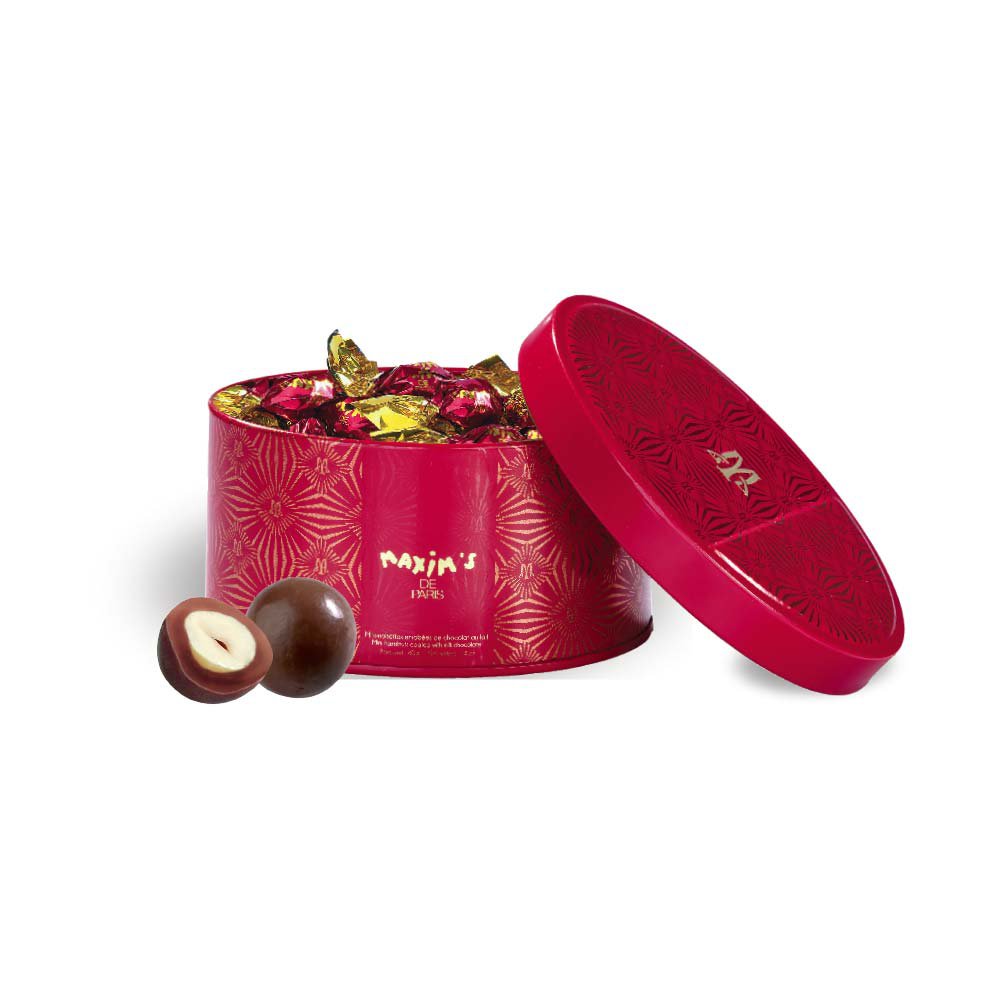 Blik met melkchocolade bedekte hazelnoten - 40 g