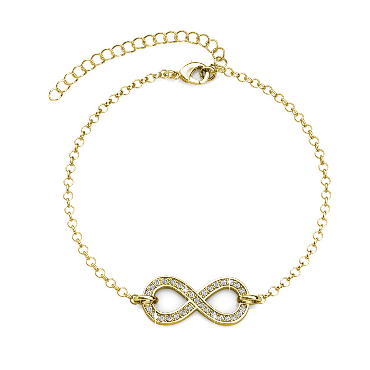 Infinity otto - braccialetto d'oro e cristallino