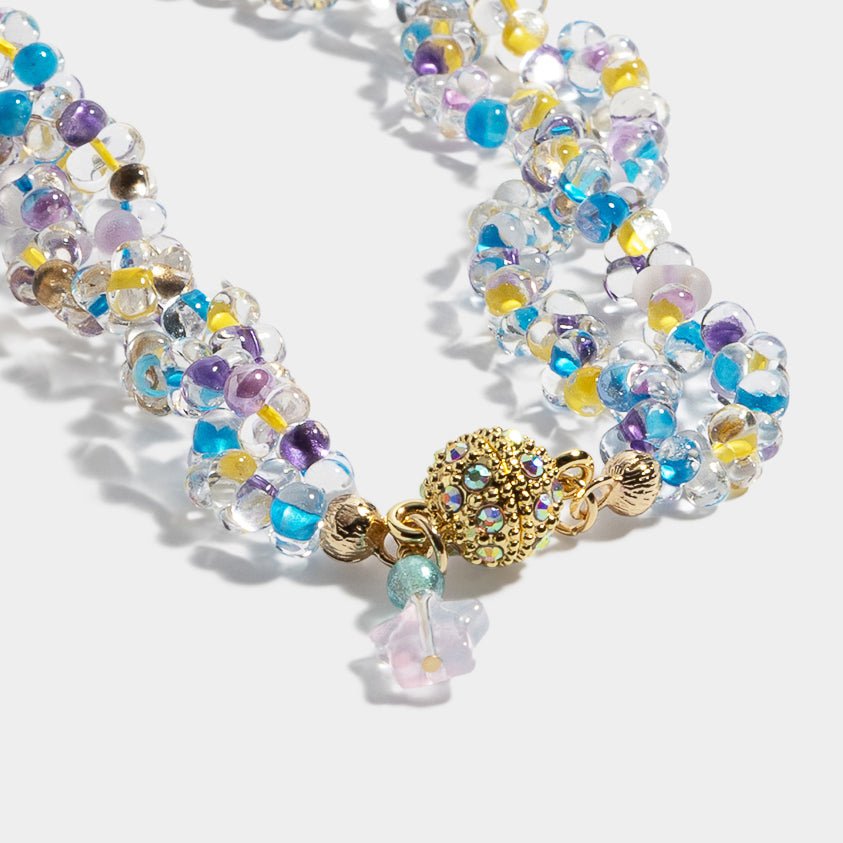 Czech crystal beaded necklace with gold plated magnetic closuere, must-have necklace