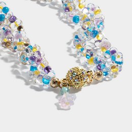 Collier de perles de cristal tchèque avec fermeture magnétique plaquée or, collier incontournable