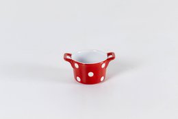 Red ramekin with handles & dots Isabelle Rose