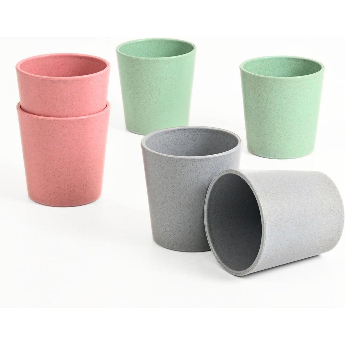 Ecofy Przyjazny dla Ziemi | Zestaw 6 | 180 ml | Nietłukąca szklanka do wody i soku | Każdy | Kubki dla dzieci wykonane z biokompozytu łusek ryżowych| Można używać w kuchence mikrofalowej | na ciepło i zimno | Wielokolorowy certyfikat TUV