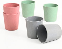 Ecofy Przyjazny dla Ziemi | Zestaw 6 | 180 ml | Nietłukąca szklanka do wody i soku | Każdy | Kubki dla dzieci wykonane z biokompozytu łusek ryżowych| Można używać w kuchence mikrofalowej | na ciepło i zimno | Wielokolorowy certyfikat TUV