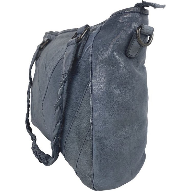 Sacs de dames Arrigo - Sac à bandoulière et sac à main en cuir lavé en bleu