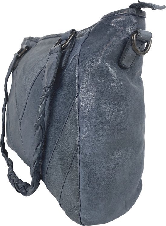 Borse per donne arrigo - borsa a tracolla e borsa della pelle lavata in blu