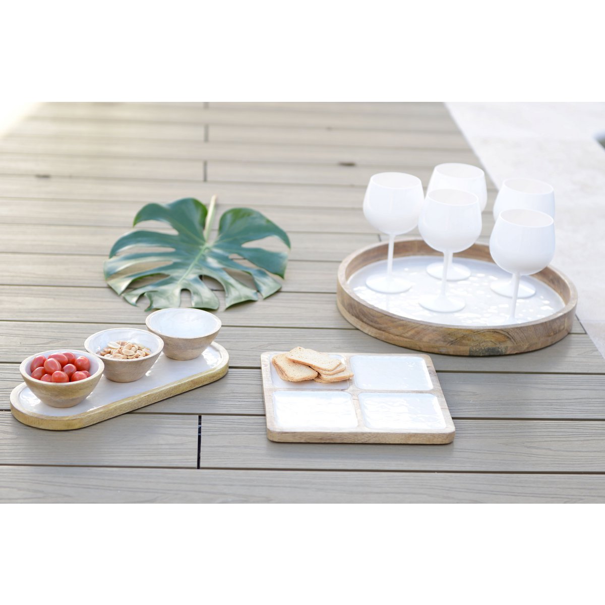Bandeja de madera blanca mango 40x40x4cm