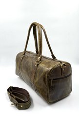 Håndlavet rejsetaske i mørk olivenlæder – Artisan 42 cm "Deep Forest" kompakt weekender & unisex duffel