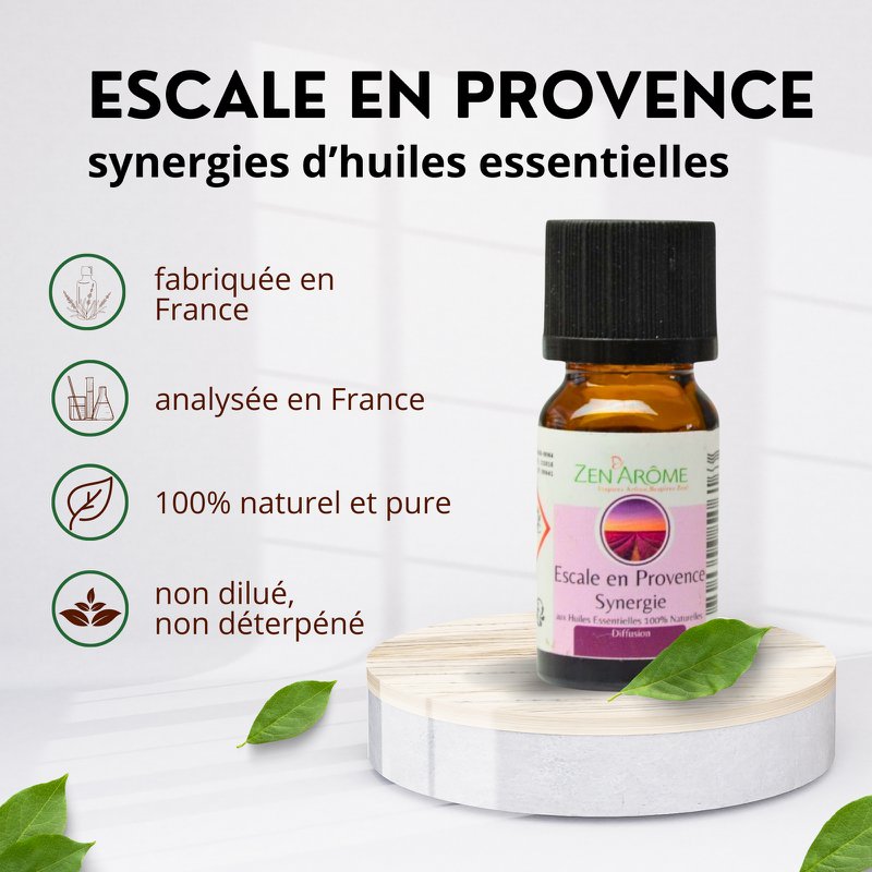 Synergy of essential oils - Escale en Provence - 10 ml - Use for Diffusion - Packaged in France