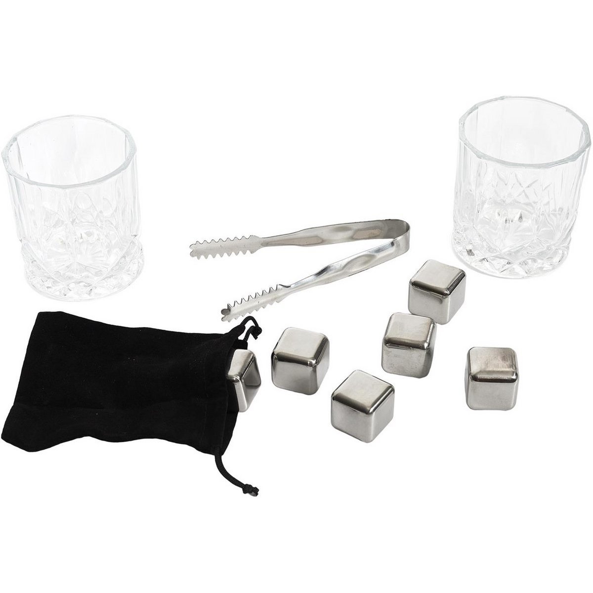Ensemble cadeau de whisky de luxe - 21 x 9 x 18 cm - L'ensemble cadeau ultime pour le vrai passionné de whisky - Whisky Stones, Glass and Tang - Boîte cadeau en bois - Brown