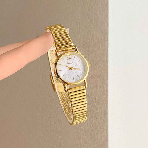 Lajas - Klassiek gouden quartzhorloge met ronde kast