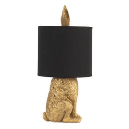 Tischlampe Kaninchen Ø 20x45 cm goldfarbener schwarzer Polyresin -Schreibtischlampe