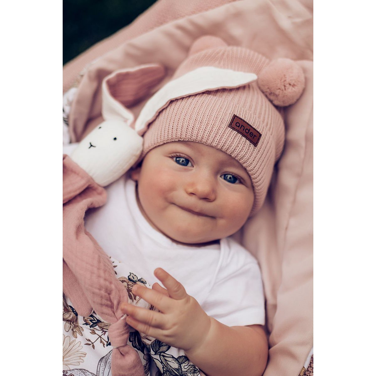 Czapka dziecięca TEDDY - 100% wełna merino - różowy
