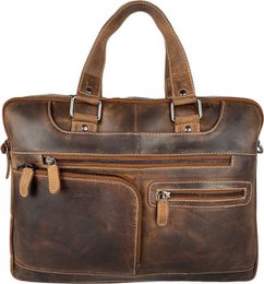 Bolso portátil Messenger Bag 15 Cognac de cuero de búfalo de 6 pulgadas