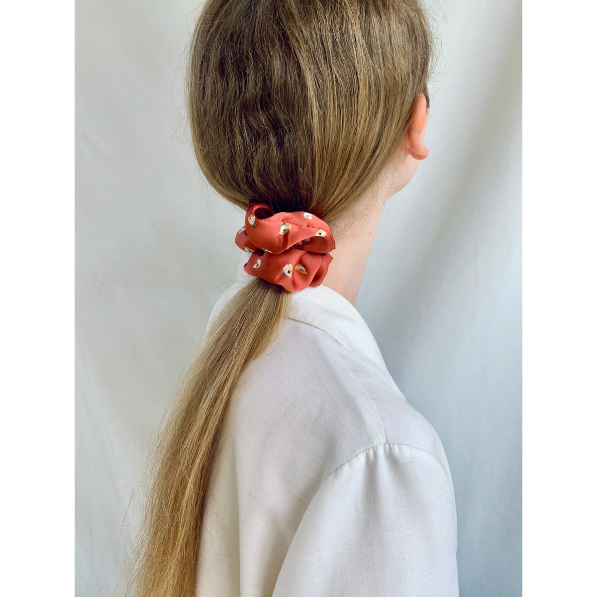 Scrunchie - Rust Flower - Recycled