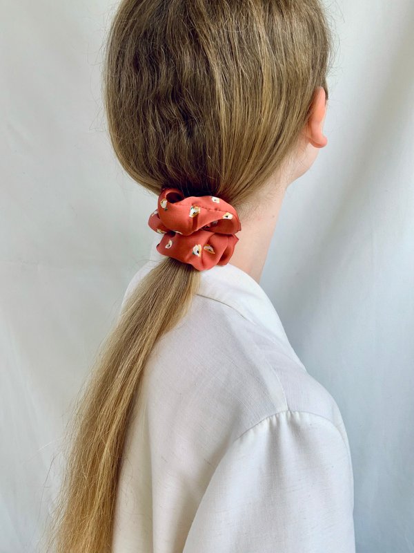 Scrunchie - Rust Flower - Recycled