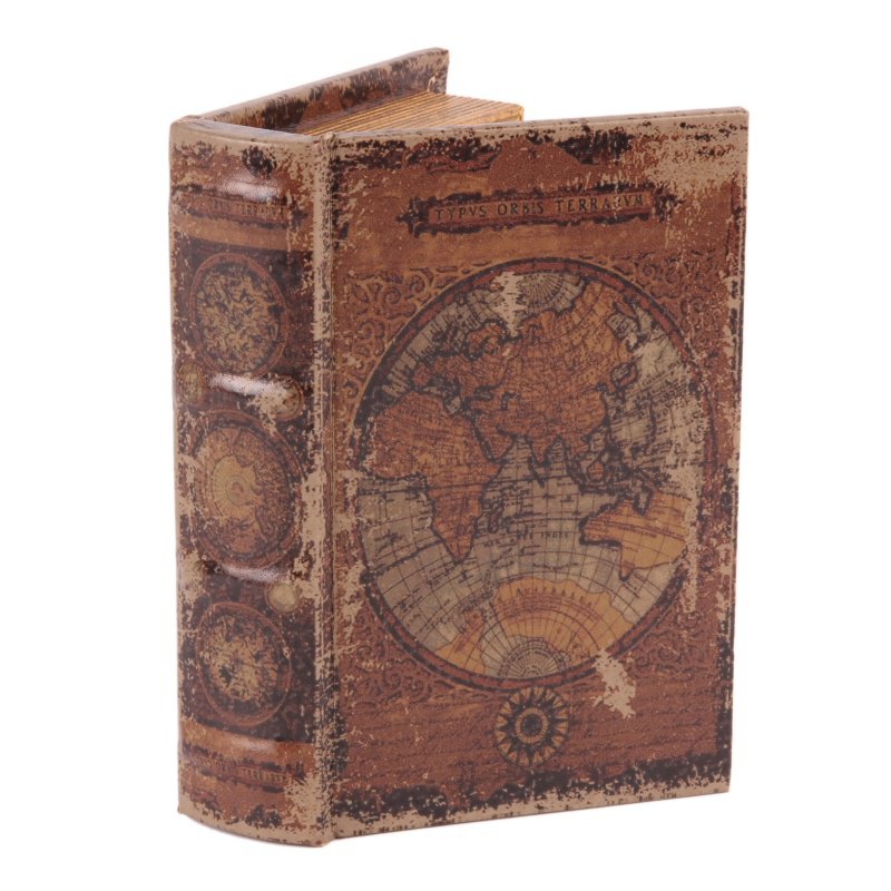 Buchaufbewahrungsbox Weltkarte 15 cm - Braun
