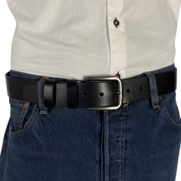 Herren- oder Damengürtel Schwarzes italienisches Leder - 4 cm breiter lässiger Damen- oder Herrengürtel aus Leder