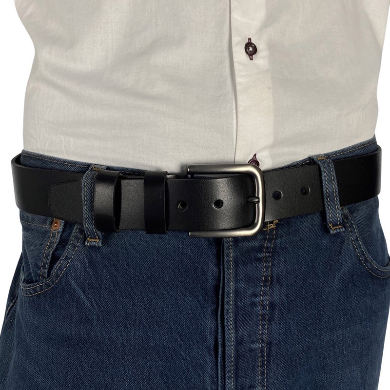 Men's or Women's Belt Black Italian Leather - 4 cm Wide Casual Leather Women's Belt Or Men's Belt