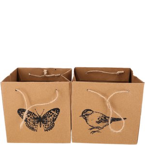 Paper bag Gesina, 2 motifs, L16cm, W16cm, H16cm, natural