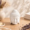 Weißer Buddha-Dhyana-Keramik-Parfümbrenner – Duftatmosphäre – Zen-Handwerksobjekt – einfache Aromatherapie – duftender Fondant-Brenner – FengShui-Dekoration – Buddha-Kopf