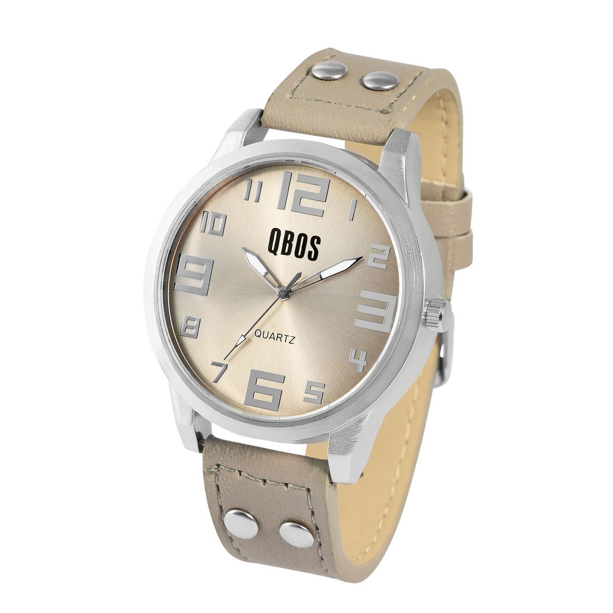 Reloj QBOS unisex con correa de piel sintética.