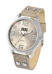 Reloj QBOS unisex con correa de piel sintética.