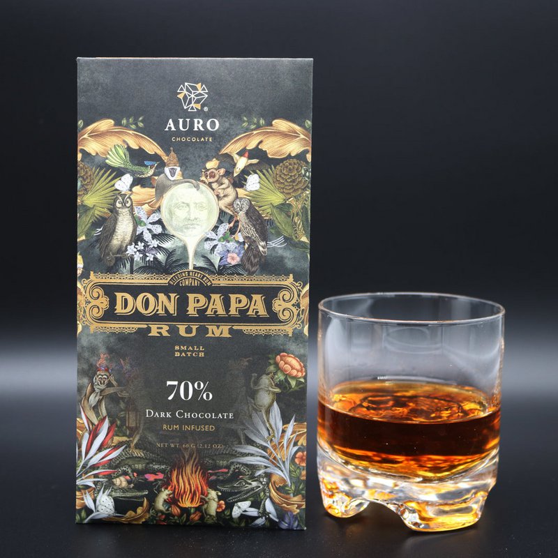 70 % mørk chokolade tilsat Don Papa Rum
