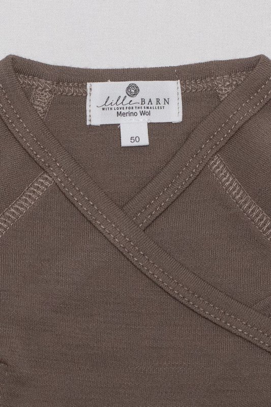 Woolen Wrap romper long sleeves – Merino wool – Walnut