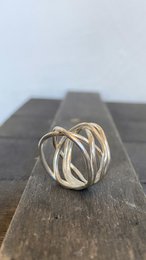Silver tangle large ring