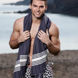 Indigo Cotton Hammam Towel, Hand-Loomed
