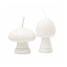 White mushroom-shaped candle, soy wax, beeswax, cottagecore style, decorative, handmade, gift.
