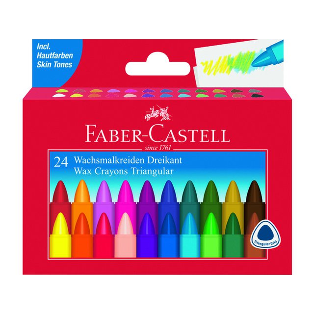 Wax crayon FC triangle pencil case of 24 pcs.