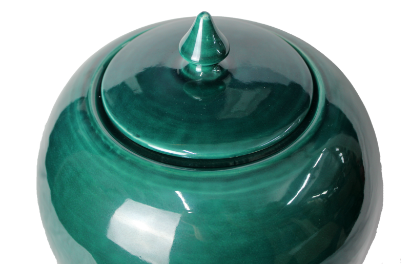 VASO VANO VERDE CERAMICA VERDE 25 CM con coperchio