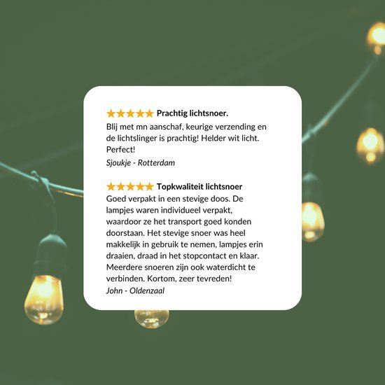 5 meter light cord with 10 pear-shaped LED lamps + 2 meter connection cable