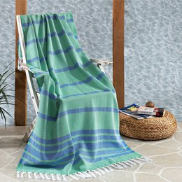 Apple Green with Royal Blue Stripes