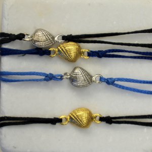 Muschelarmband aus Sterlingsilber – nautischer Sommerkordelschmuck