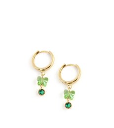 Orecchini a cerchio placcati in oro 18 carati e farfalla verde peridoto