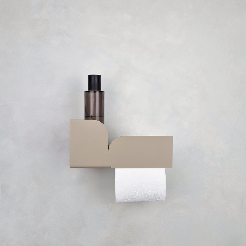Porta carta igienica con ripiano BAUHAUS, beige, nero, bianco