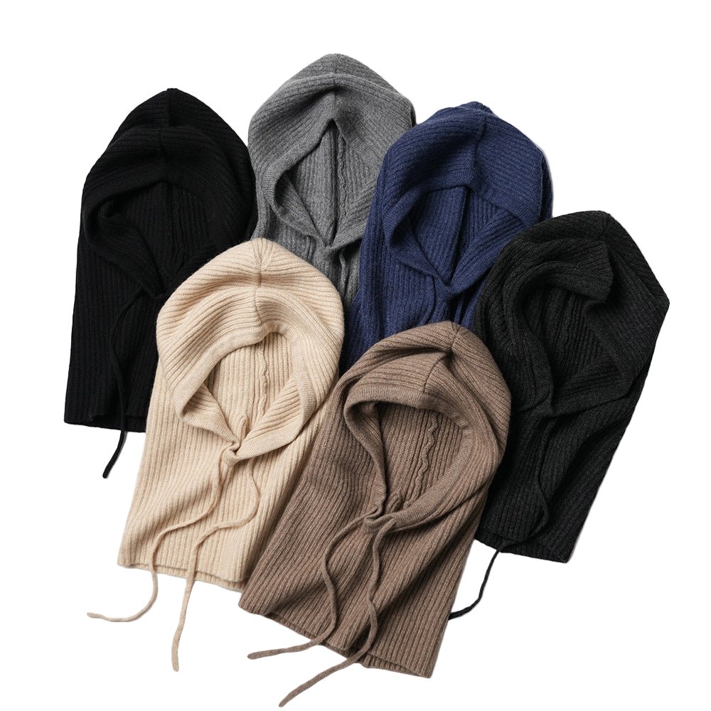 Acanalado: 100% de cachemira balaclava de punto