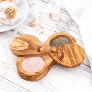 Olive Wood Salt Cellar with Swivel Lid