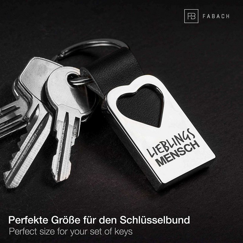 "Favorite Person" heart keychain with engraving made of leather