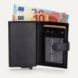 Lundholm Leather Card Holder Men Black | RFID anti-skim protection | Lundholm Örebro series