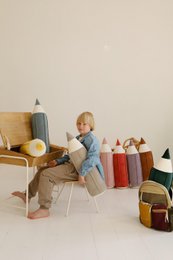 Crayon velvet pillow “Green"