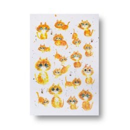 Colorful watercolor cat postcards featuring a variety of cat designs in different poses and expressions. The postcards are suitable for sending to friends or using as decorative elements.