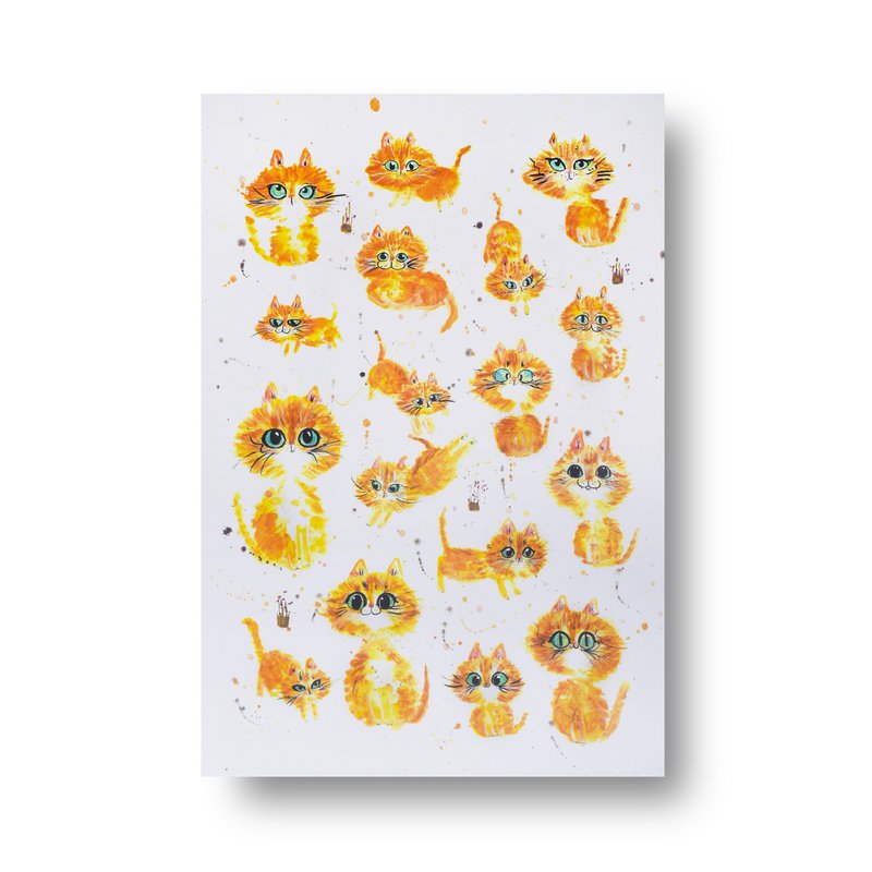 Purradise – Printed Cat Watercolor Postcard A5