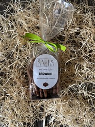 Brownie cookies, a delectable treat made with rich chocolate and a soft, chewy texture. Packaged in a clear plastic bag, these cookies are perfect for satisfying your sweet tooth.