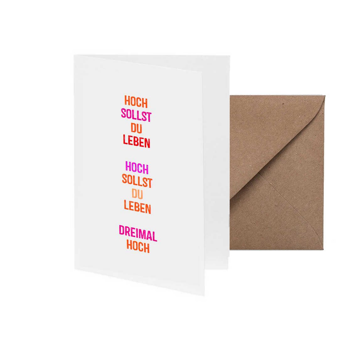 Vouwkaart Gij zult hoog leven - met neon print