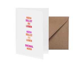 Vouwkaart Gij zult hoog leven - met neon print