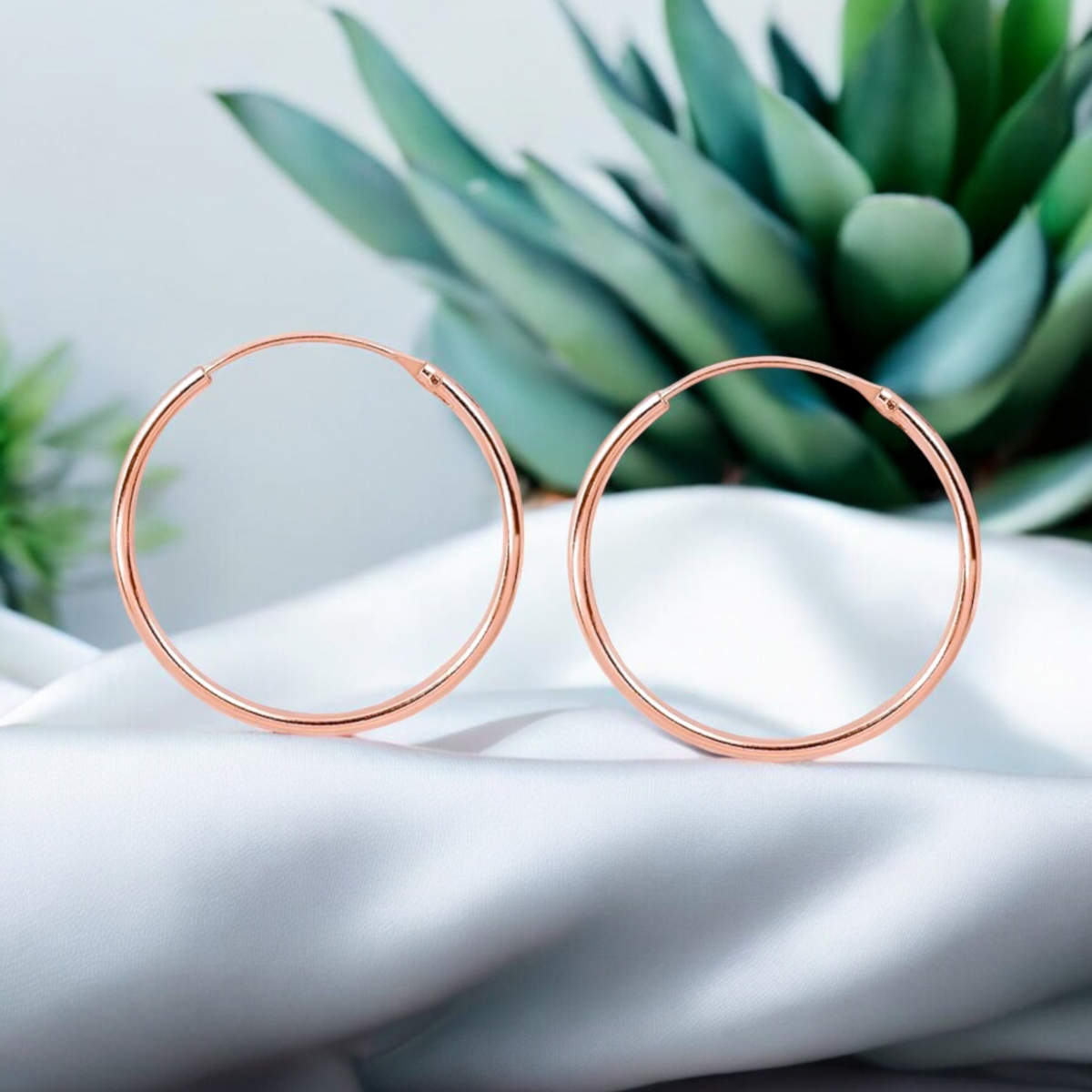 Klassieke 25 mm oorringen gemaakt van 925 sterling zilver - 18K roséverguld, ronde buis van 1,1 mm - OHR925-153