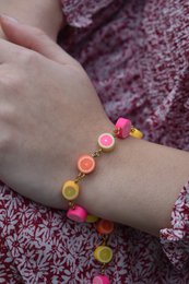 Citrus Bracelet, Lemon Orange Pink Grapefruit Charm Bracelet, Beaded Bracelet | by Ifemi Jewels